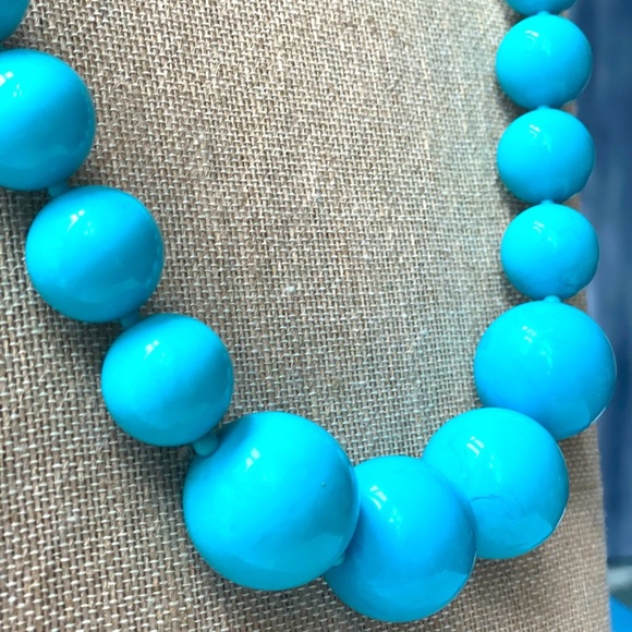 VTG KJL KENNETH JAY LANE Turquoise Graduated Beaded Statement Necklace - Picture 5 of 8
